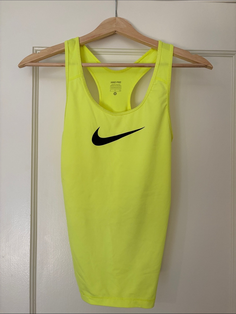 Nike Neon Yellow Racerback Performance Tank with Black Swoosh